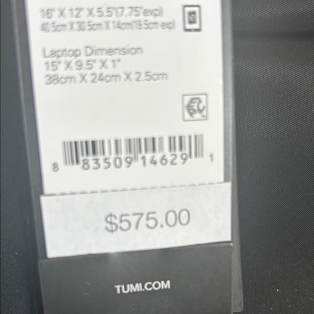 Tumi Black Backpack with Gold Zippers - Picture 4 of 4
